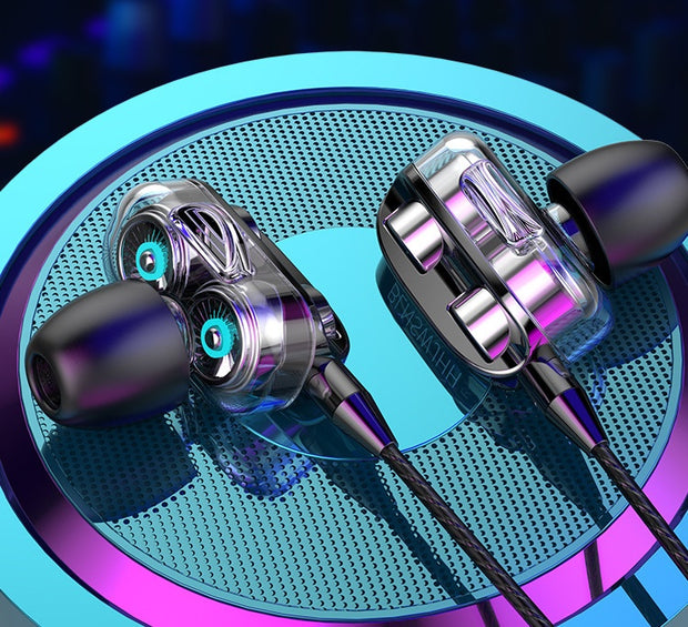 Quad-core Dual-moving Coil Dual-speaker Earphone In-ear