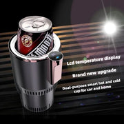 Smart Car 2-In-1 Cooling/Heating Cup Drinks Holder Home Fast Refrigeration Hot and Cold Mini Touch Screen Beverage Mug Drink Can