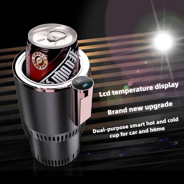 Smart Car 2-In-1 Cooling/Heating Cup Drinks Holder Home Fast Refrigeration Hot and Cold Mini Touch Screen Beverage Mug Drink Can