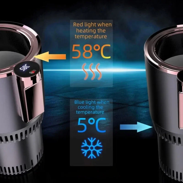 Smart Car 2-In-1 Cooling/Heating Cup Drinks Holder Home Fast Refrigeration Hot and Cold Mini Touch Screen Beverage Mug Drink Can
