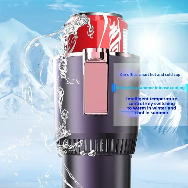 Smart Car 2-In-1 Cooling/Heating Cup Drinks Holder Home Fast Refrigeration Hot and Cold Mini Touch Screen Beverage Mug Drink Can